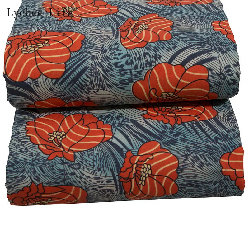 Lychee Life Анкара африканская восковая ткань полиэстер красная ткань с цветочным принтом для вечерние платья Швейное Ремесло «сделай сам»