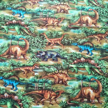 

105cm Width Cartoon Dinosaurs in the Gungle Cotton Fabric for Boy Clothes Curtain Hometextile Cushion Cover Backpacks DIY-BK947