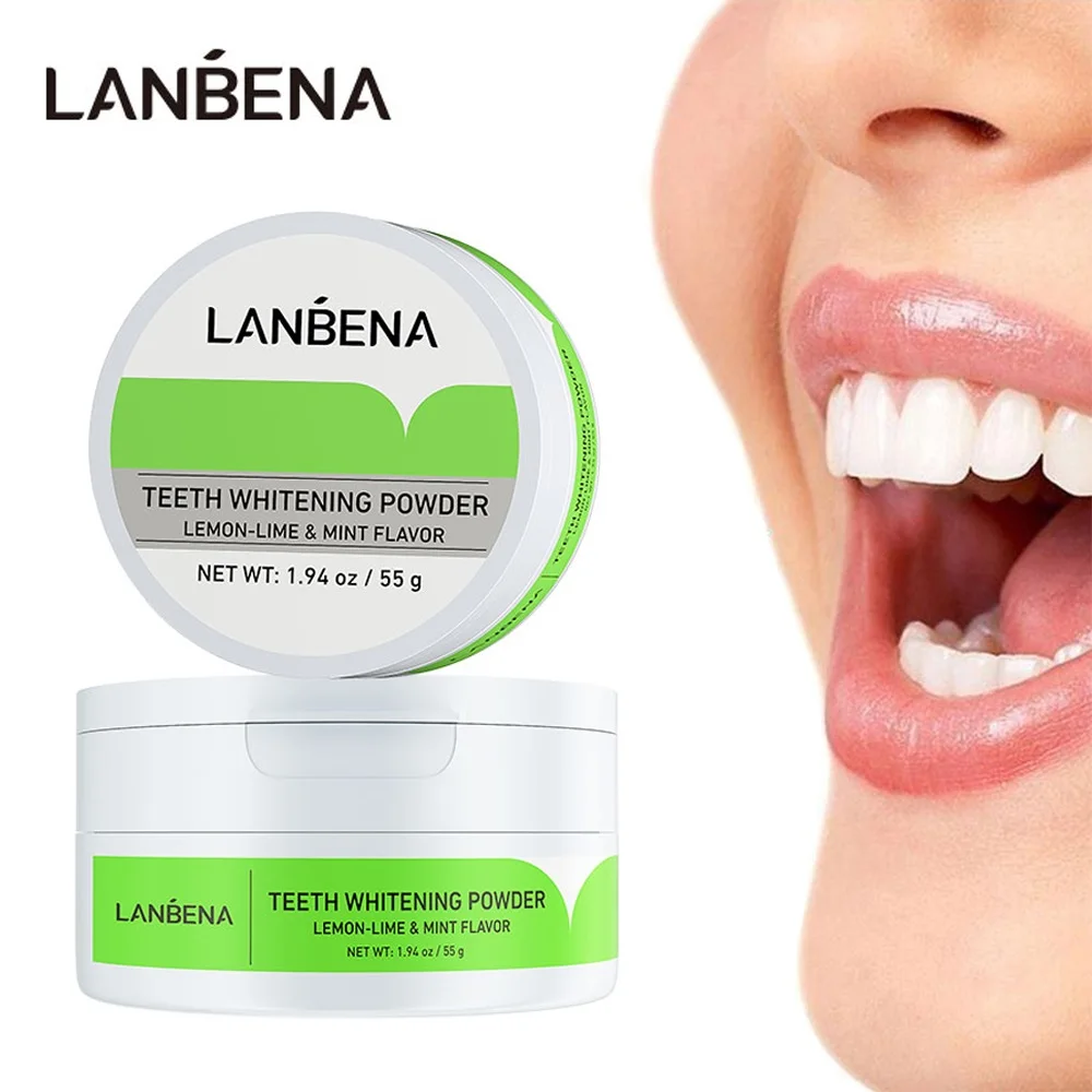 

LANBENA Teeth Whitening Powder Tangy Lemon Lime Hygiene Dental Tooth Cleaning Remove Tartar Safe Protect Bright Teeth Oral Care