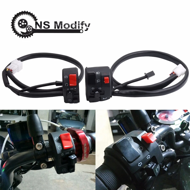 NS Modify 22 мм 7," мотоциклетные переключатели левый и правый руль управления Переключатель головной светильник противотуманный светильник сигнальная лампа