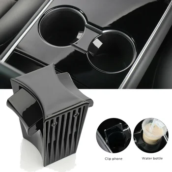 

Car Water Cup Phone Holder Slot Slip Limit Stopper Black ABS For Tesla Model 3 Car Interior Accessories