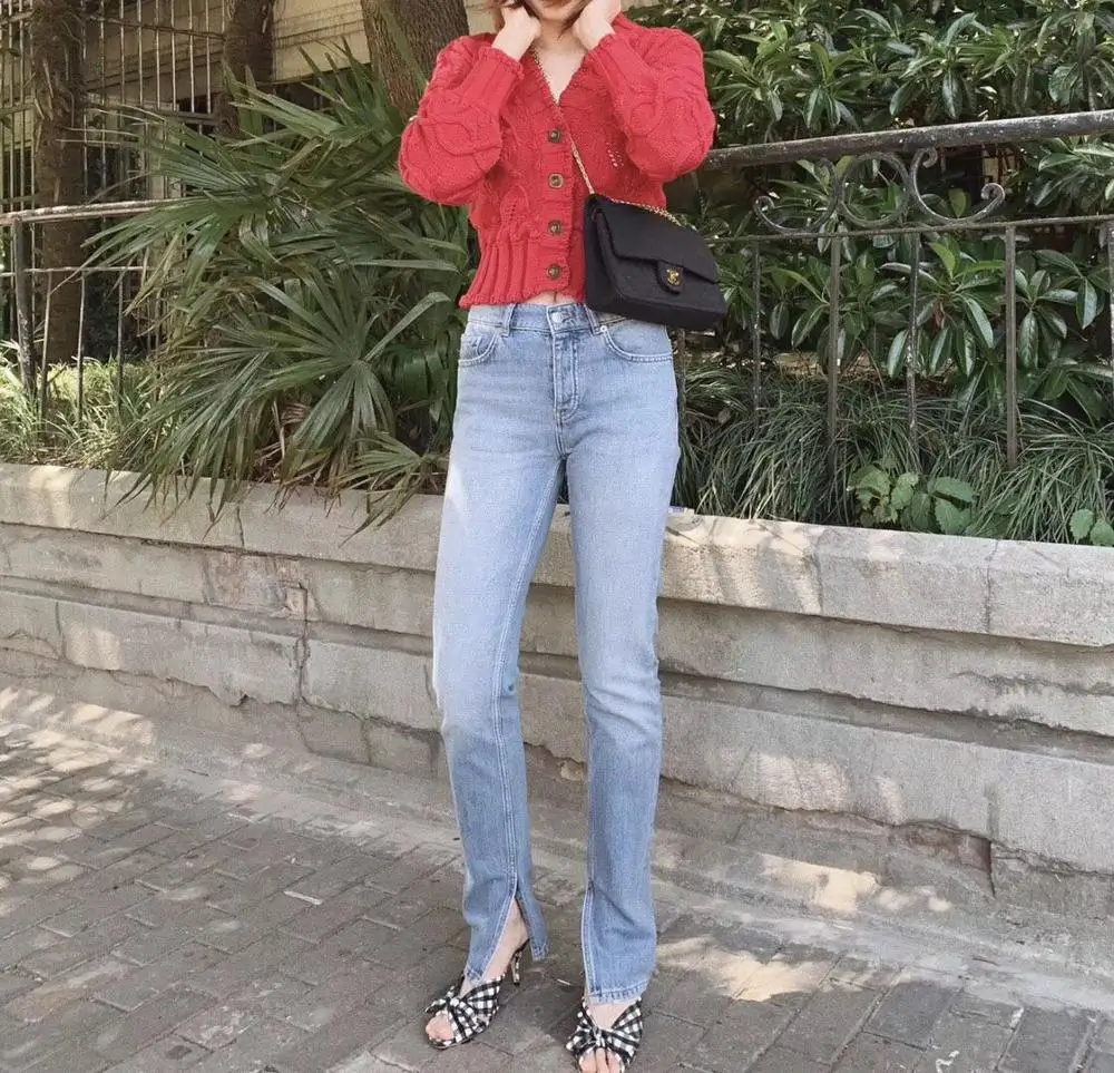 jeans with split at bottom