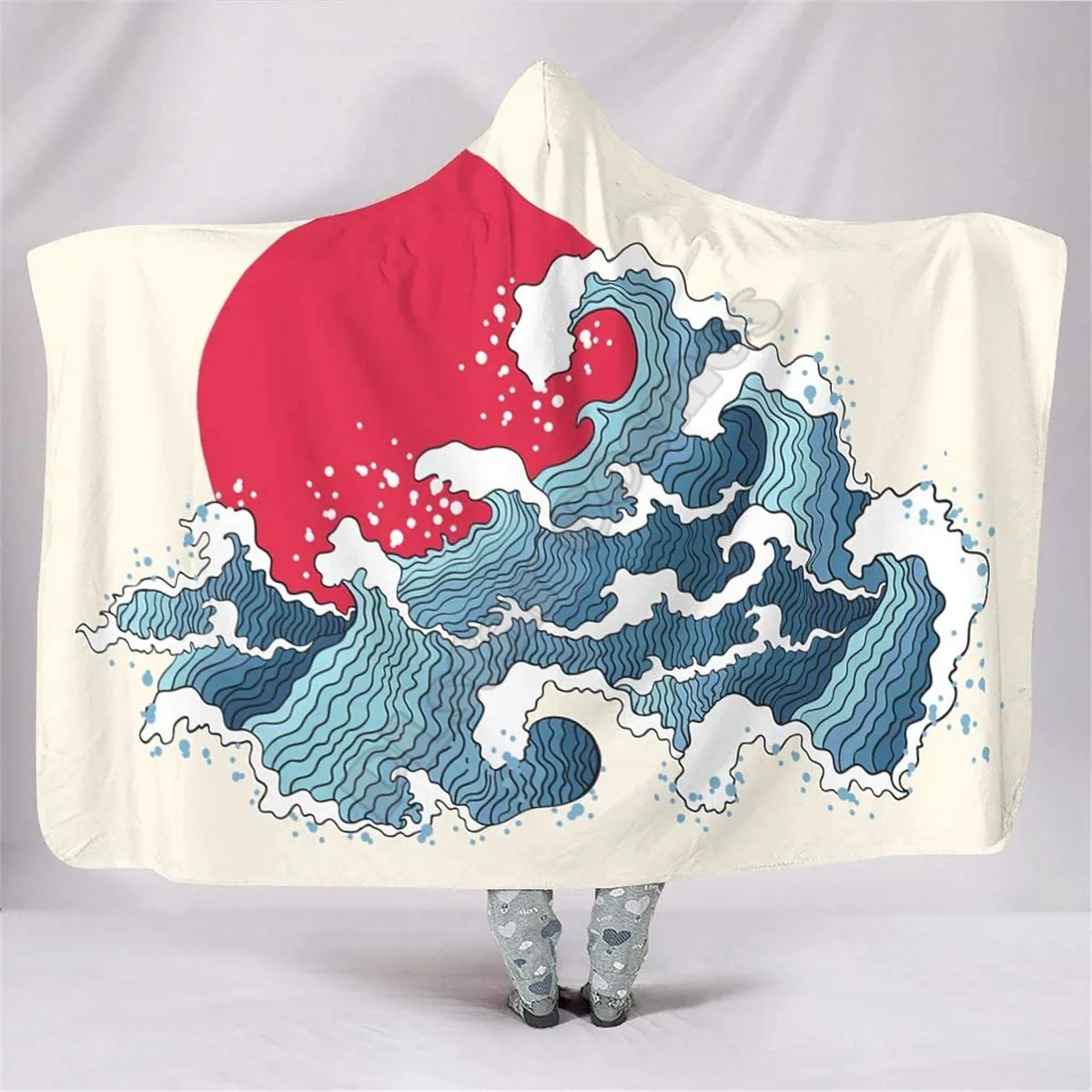 

Japan Wave Beautiful Hooded Blanket 3D print Wearable Blanket Adults men women Polynesian Drop Shipping 05