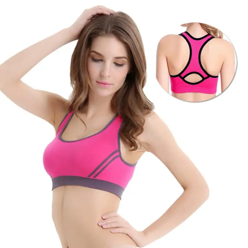 Women Absorb Sweat Sports Bra Shockproof Padded Sports Bra Tops Stretch Athletic Running Fitness Yoga Sports Tops 8