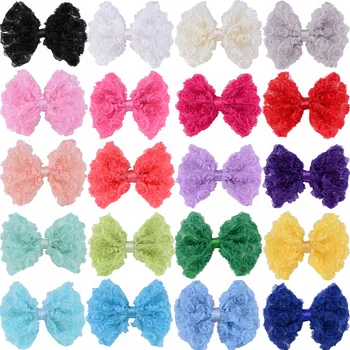 

5pcs 10CM Children Chiffon Roses Flower Hair Clip Bow DIY Jewelry Making Supplies Headdress for Sewing Craft Hair Accessorie