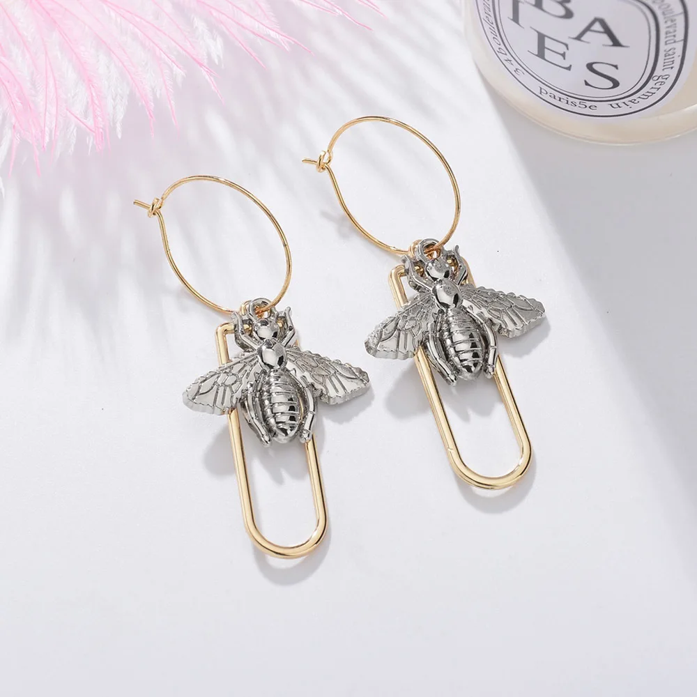 Горячая Распродажа, большие квадратные серьги ручной работы и насекомое, ювелирные изделия для женщин, трендовые индивидуальные серьги, высококачественные вечерние золотые серьги