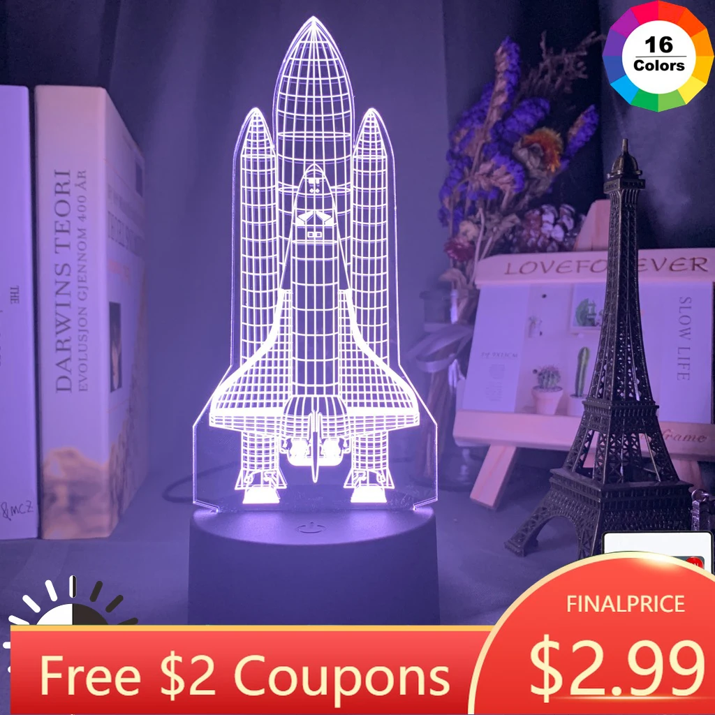 

Acrylic 3d Illusion Led Night Light Rocket Model Color Changing Touch Sensor Nightlight for Kids Child Bedroom Decor Table Lamp