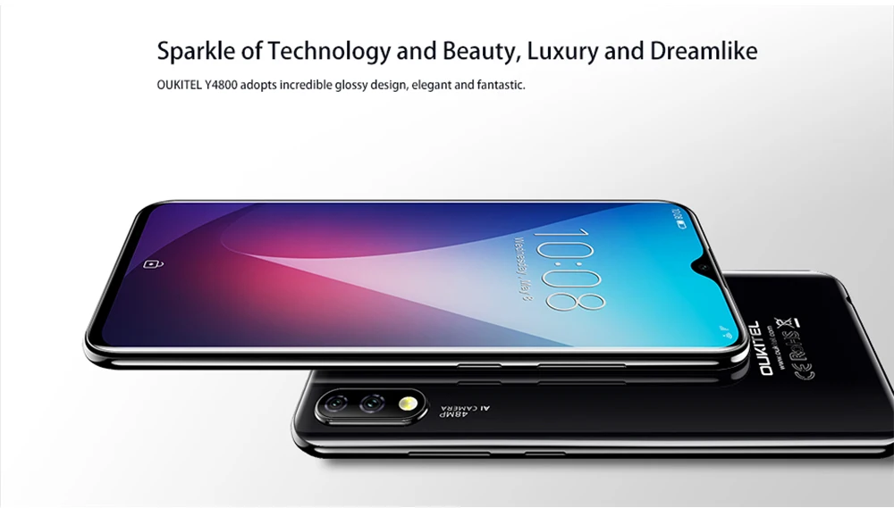 OUKITEL Y4800 Android 9,0 Pie, 6 ГБ, 128 ГБ, 6,3 дюйма, FHD+ капля воды, 4G, смартфон, распознавание лица, отпечаток пальца, 4000 мАч, быстрая зарядка, мобильный телефон