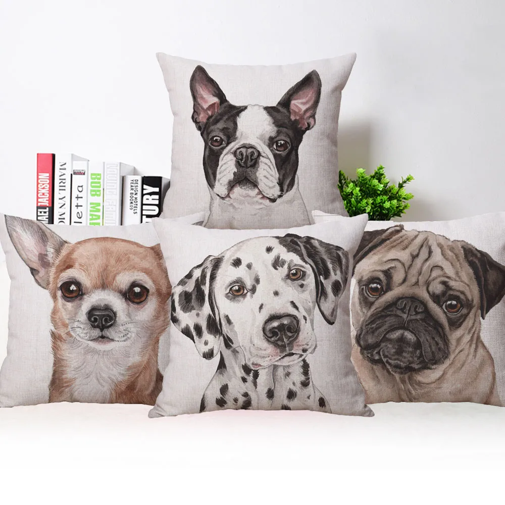Бульдог Бостон терьер чехол для подушки с таксой постеры животными живопись