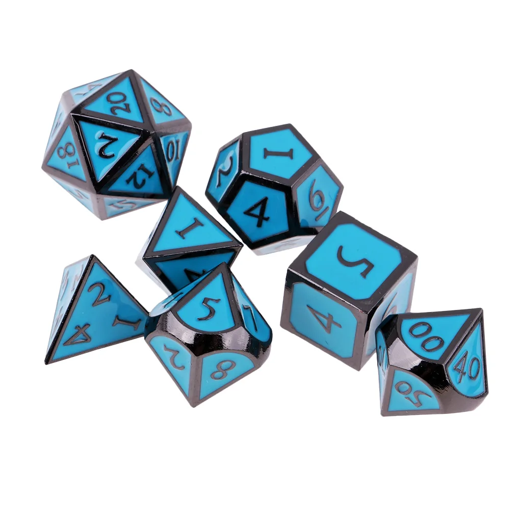 Ancient 7 Dice RPG Set Blue Dungeon Dragon Pathfinder 5E D&D