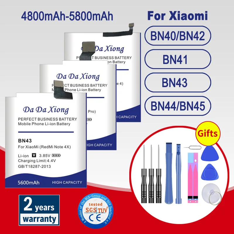 High CapacityBN40 BN41 BN41L BN42 BN43 BN44 BN45 Battery For Xiaomi Redmi 5 Plus Pro/Note 4 4X /Mi 4/Note 5/Note 2 + Free Tool | Мобильные