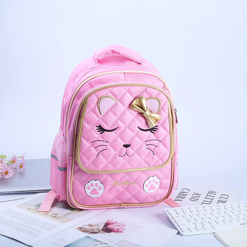 Pink С рисунком кота из мультфильма, детская школьная сумка, очаровательные модные Девушка Рюкзак со снижением ноши, рюкзак с разгрузкой - Цвет: Pink