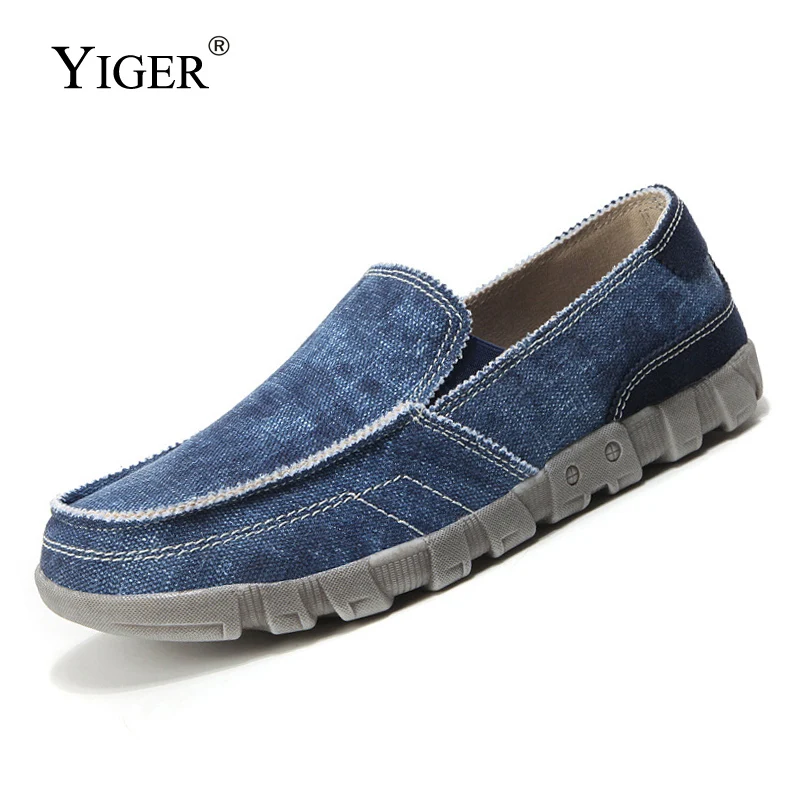 

YIGER New Men's canvas shoes Loafers man Boat shoes Driving shoes big size casual slip-on shoes Blue Gary male lazy loafers 2022