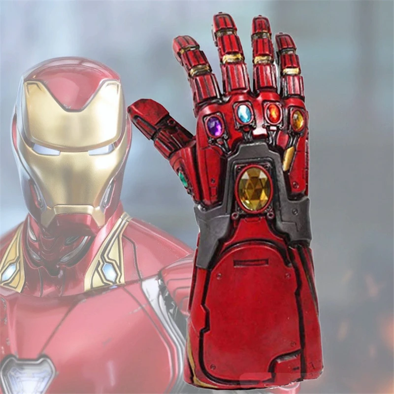 

High Quality Avengers Endgame Superhero Iron Man Tony Stark Gem Infinity Gauntlet Cosplay Gloves Thanos LED Latex PVC Glove New
