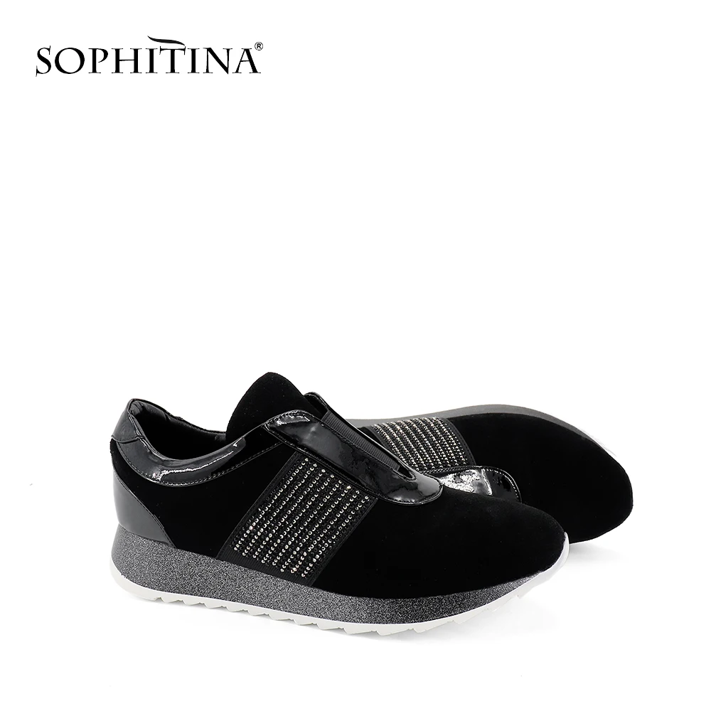 

SOPHITINA Casual Women Flats Basic Slip-On Outside Bling Shoes New Comfortable Sexy Pointed Toe Flat Platform Ladies Flats PC295
