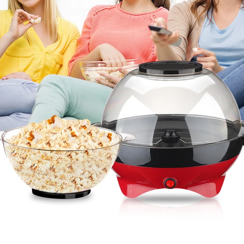 

New Hot Mini Red Small Round Machine Home Children Automatic Popcorn Machine Electric Non-Commercial Can Be Added with Sugar EU
