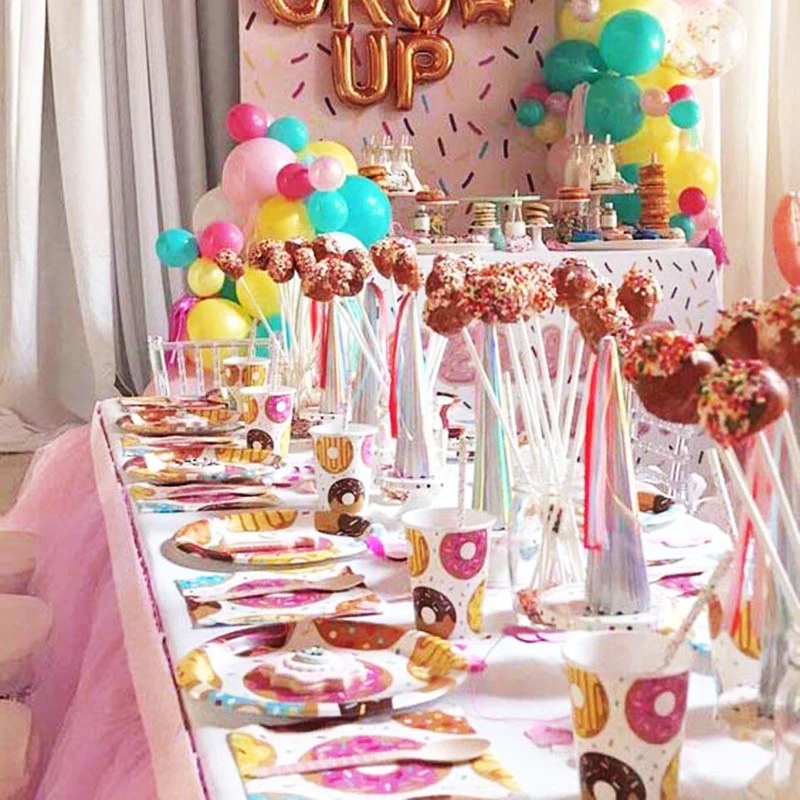 

Dessert Paper Plate Donut Party Decor Candy Cake Doughnut Plates Saucers Sweet New Year Kids Birthday Party Supplies