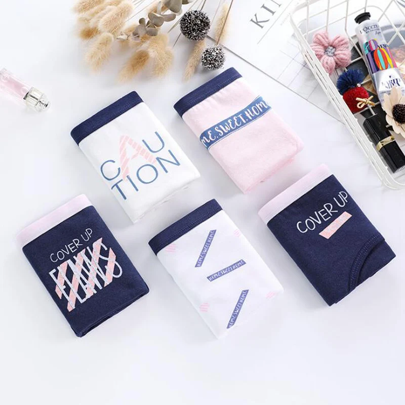 4 шт. хлопковые трусы для девочек подростков с надписью|Трусики| |