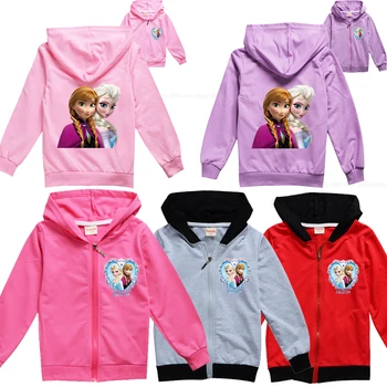 

Disney Frozen Sweatshirts Princess Anna Elsa Hoodie Pullovers Girl Cartoon Printed Sweatshirt Autumn Tops Hooded Jacket Gift