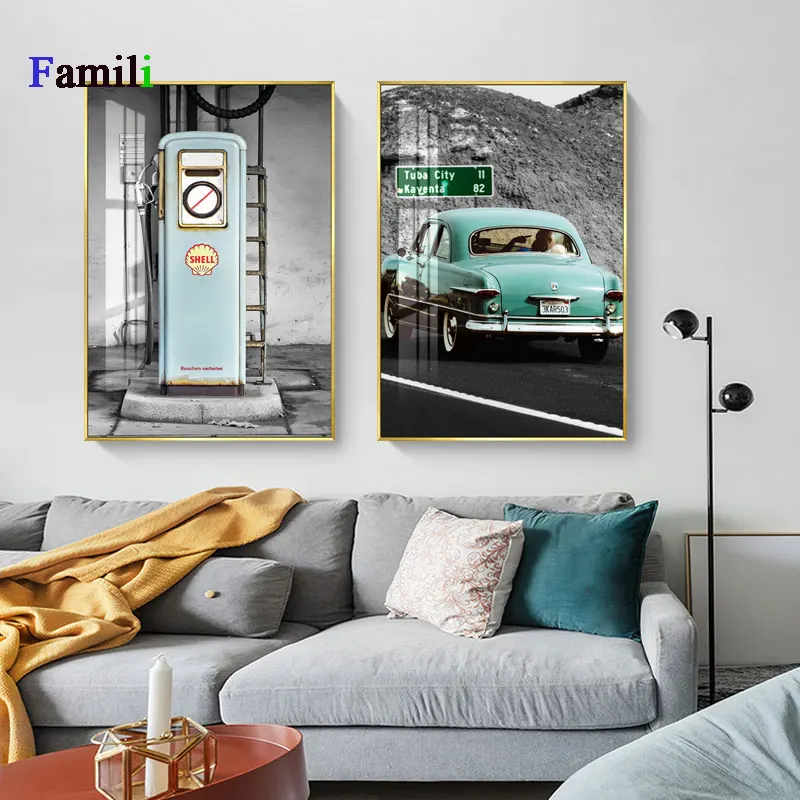 Description Picture 4 of itemNordic Posters and Prints Yellow Telephone Booth Bus Black White Wall Art London Pairs Wall Pictures for Living Room Decoration