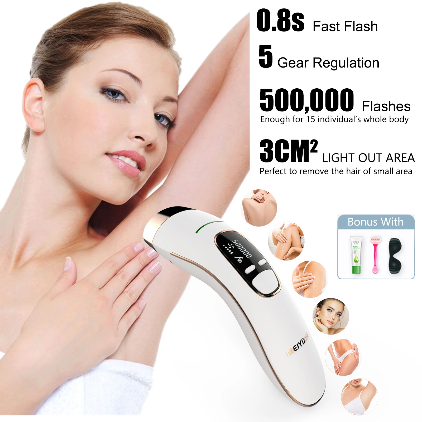 MEIYIXIN Permanent Laser Hair Removal Depilator Device 500,000 Pulse