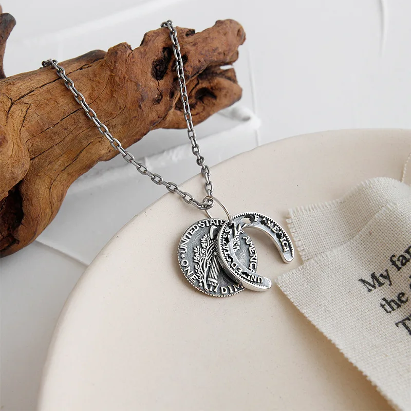 Vintage necklaces for women,face Tree Double patterns surface U Shaped circlce fine jewelry party casual Choker pendant necklace