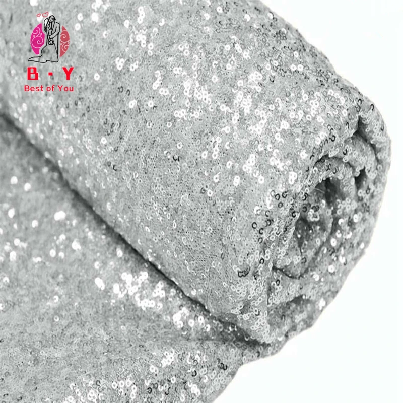 2 ярда блестящая ткань с вышивкой и блестками серебристая используемая для