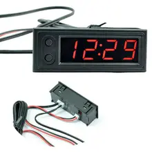 

1pcs Car Voltmeter 12V 3in1 Indoor LED Digital Display PP Clock luminous Thermometer Voltmeter Voltage Panel Meter Volt Tester