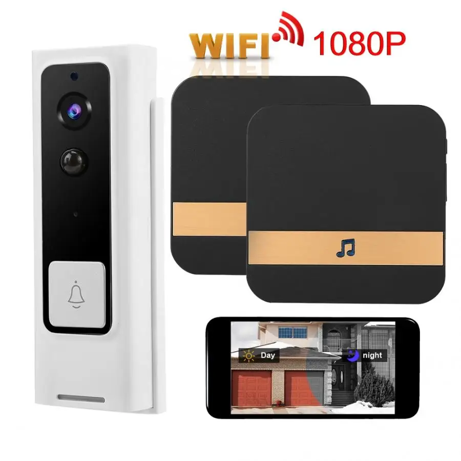 Камера дверной звонок 1080P HD wifi смарт безопасности видео дверной звонок IR-CUT домофон с доступом 90-260 в дверной звонок Водонепроницаемый без батареи
