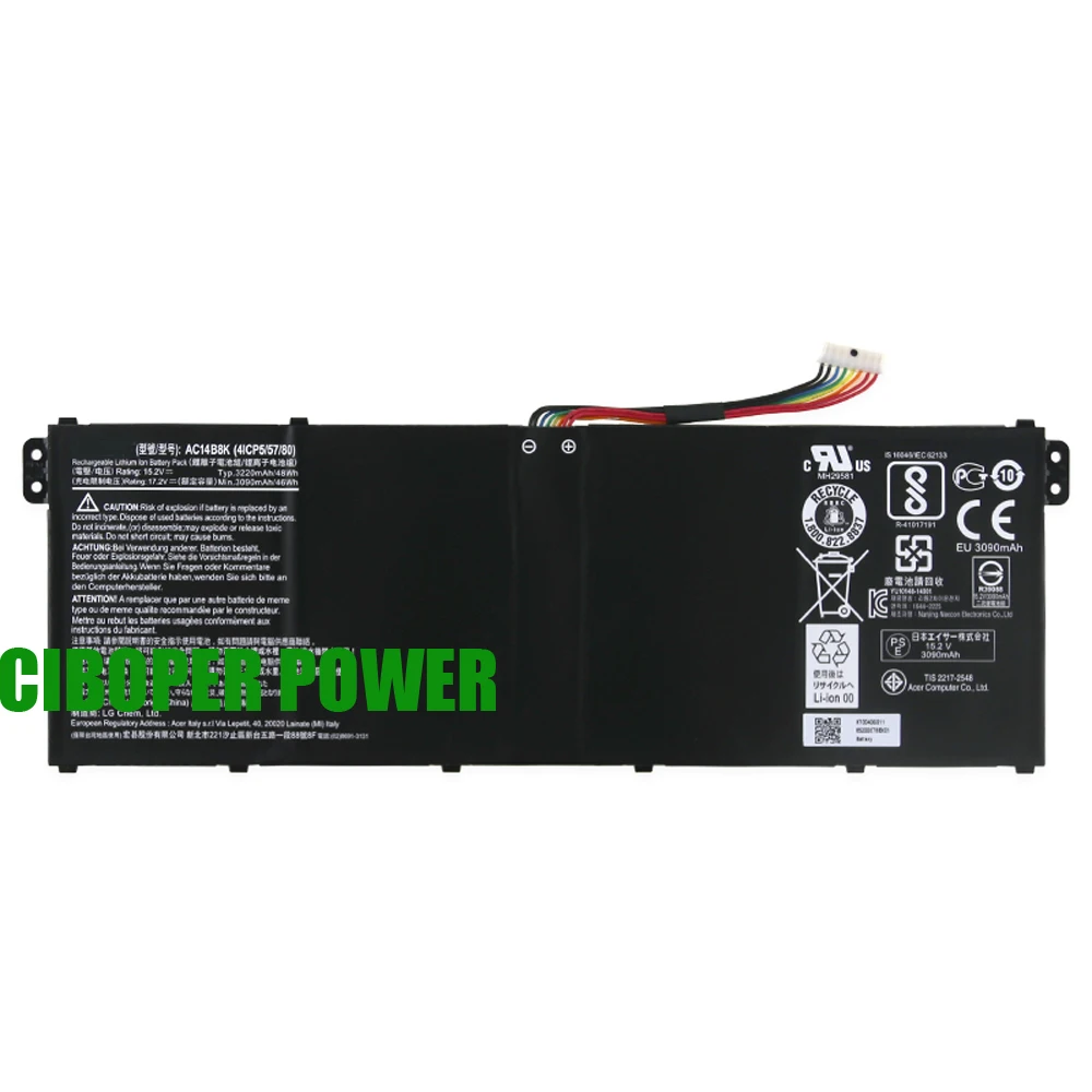 Bateria do Portátil Ac14b8k 15.2v 3220mah 48wh para Cb3111 Cb5311 Es1511es1-512 Es1-520 S1-521 Es1-531es1731 E5-771g V3-371 V3-111 - Imagem 2