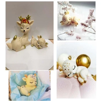 

3D Sleeping Deer Silicone Mold DIY Birthday Party Cake Decorating Tools Cupcake Topper Fondant Baking Chocolate Molds молд олень