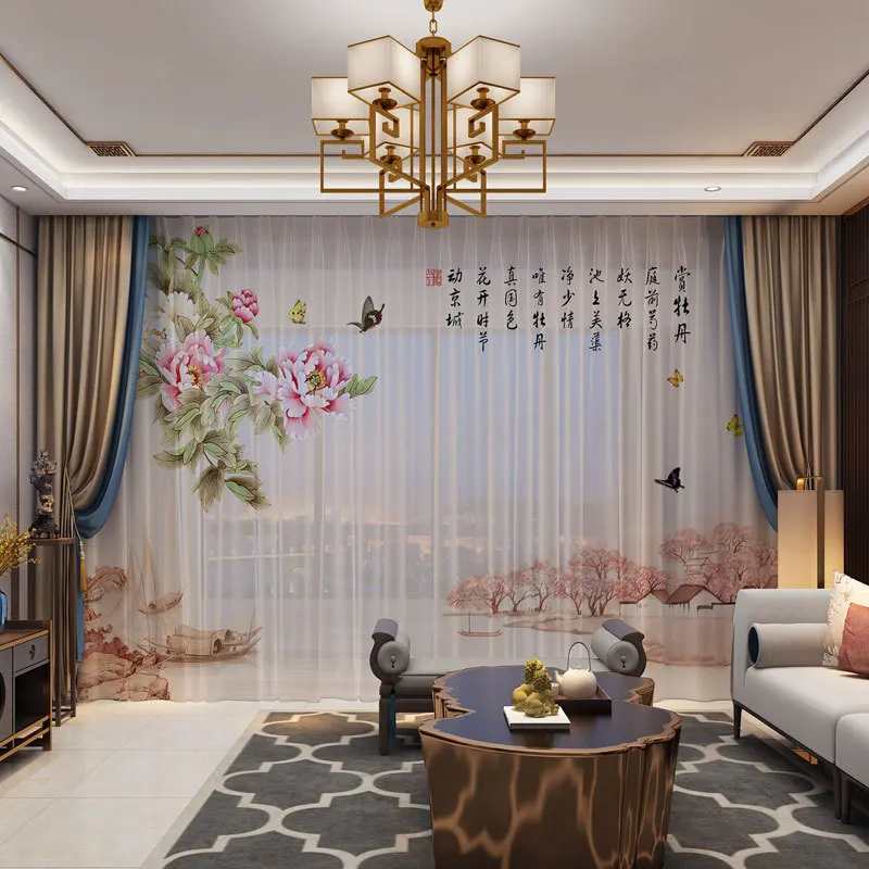 Floral Birds Chinese Style 3d Customized Photo Curtains Drape