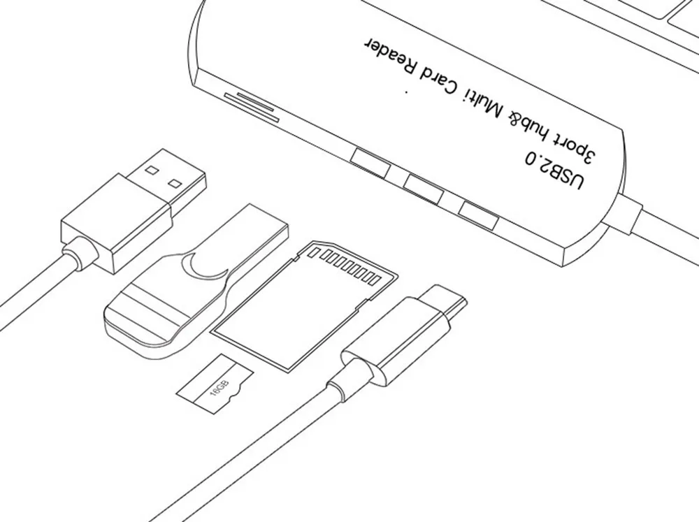 USB 2,0 кард-ридер для SD MMC MS Duo Micro SD M2 адаптер для планшетного компьютера 8,13