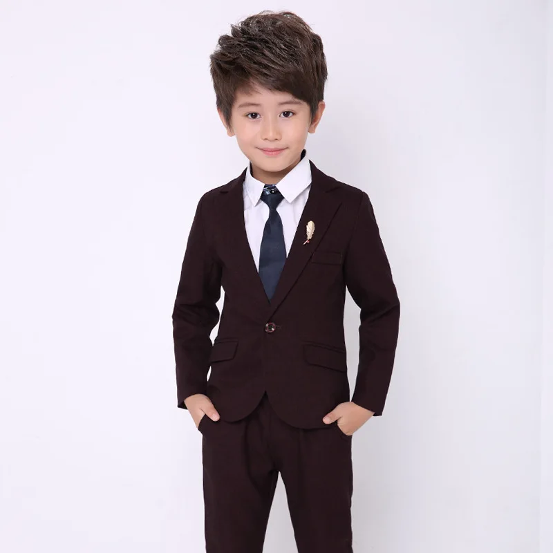 

Boys Formal Tuxedo Suit Gentleman Wedding Party Blazer + Pants +Tie 3pcs Clothing Set Children Kids Prom Performance Costume