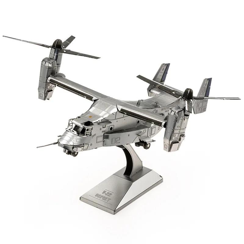 

3D Metal Puzzle Silver V-22 OSPREY Aircraft Model KITS Assemble Jigsaw Gift Toys For Children