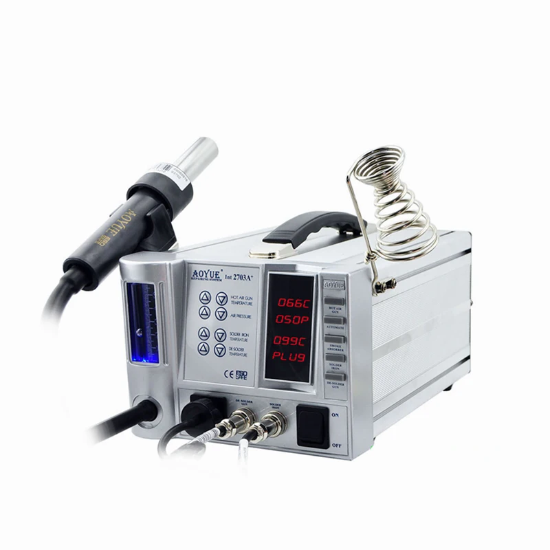 Новый продукт AOYUE 2703A + паяльная станция горячего воздуха Многофункциональный 4 в 1