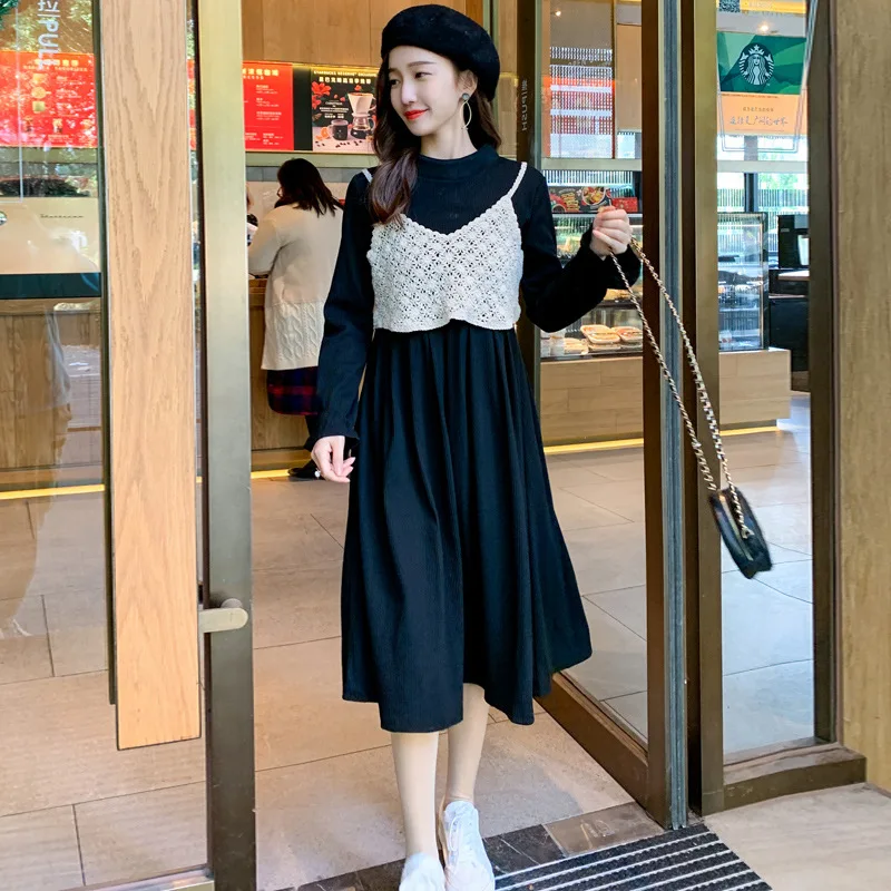 

2020 Spring Clothing Maternity Clothes Feeding Set Nursing Nursing Fashion Dress + Camisole Two-Piece Set