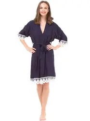 12 Цвета длинные пикантные кружевные хлопковые пижамы Халаты Для женщин Свадебная одежда халат-кимоно платье Твердые Рубашки вечерние