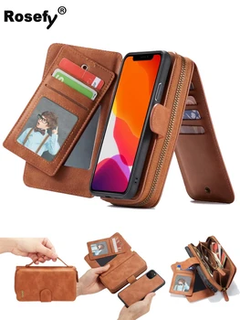

Zipper Removable Wallet Magnetic Bag Leather Case For iPhone11Pro Max For iPhone X XS Max XR For iPhone7 8 6S Plus