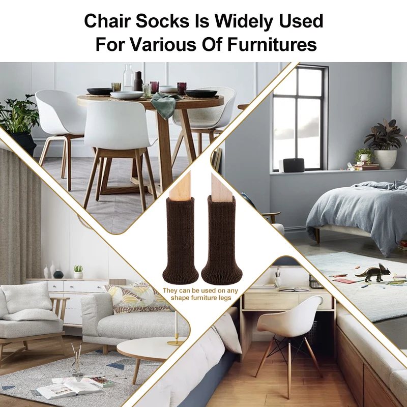 Knitted Table Chair Leg Socks Caps Sofa Stool Leg Cover Non Slip Furniture Feet Pads Hardwood Floor Protector Reduce Noise