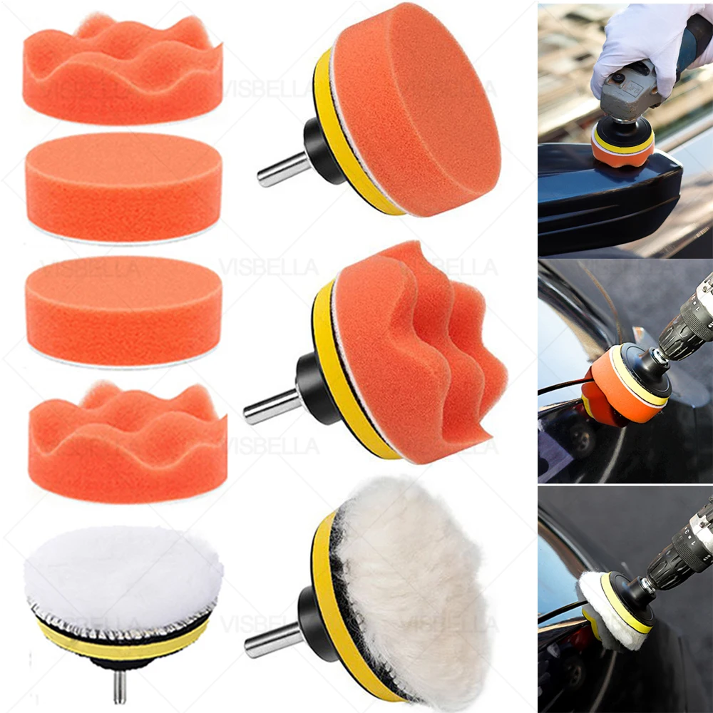 car polish 3Inch Car Polishing Kit Sponge Foam Pad Auto Headlight Wheel Polisher Polishing Refurbish Abrasive Disc Sandpaper Buffing Pads car polish