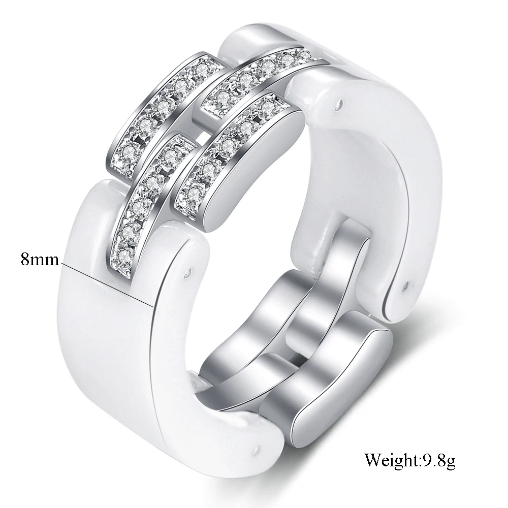 Brand Design Wedding Rings Middle Layer flexible White Black Ceramic Rings With Zircon for Wedding Women Girls Gift wedding rings womens ring cubic zircon ring finger rings jewelry rings ring jewelry