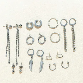 

2019 Fashion 18 pcs/set Women Square BTSARMY Earrings for Women and men Piercing Simulated Korea kpop Punk Tassel Earrings