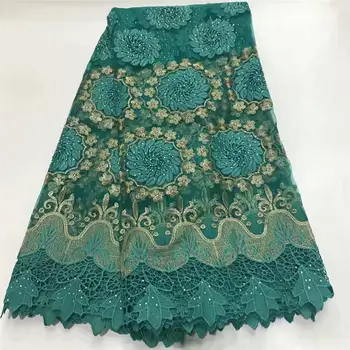 

New Design African Stone Gold Lace Fabric 2019 High Quality French Tulle Mesh Lace Fabric For Wedding Dress