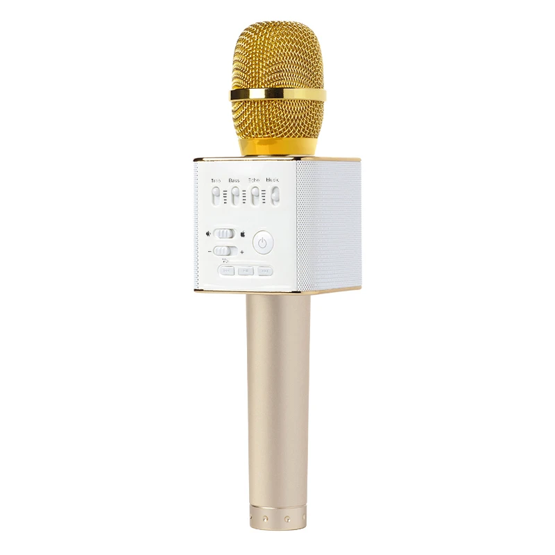 JRGK бренд Q7 Bluetooth для Iphone Android караоке микрофон беспроводной Профессиональный плеер динамик с Carring чехол - Цвет: Gold