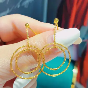 

18K Gold Knitted Hoop Circle Earrings 2020 Women Luxury Drop Earrings