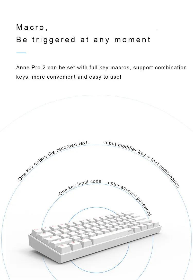 Anne Pro 2 Мини Портативная 60% механическая клавиатура Беспроводная Bluetooth 5,0 Двухрежимная Проводная Rgb подсветка Cherry Gateron Kailh Mx