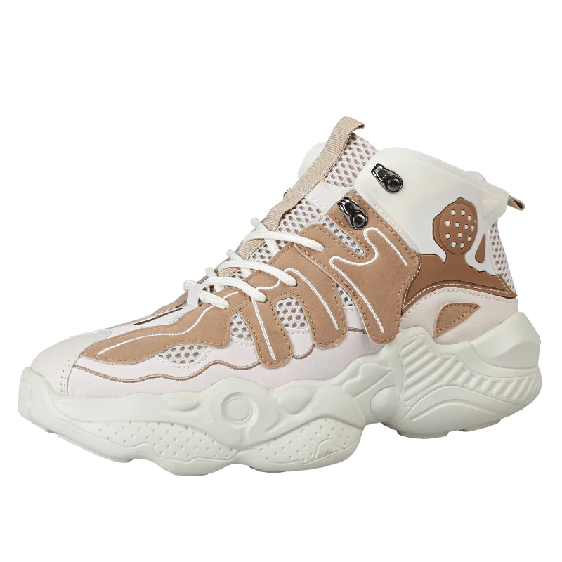 Oferta de zapatos de baloncesto Lebron James botas de entrenamiento de gimnasio altas botas de tobillo para hombre al aire libre - Цвет: Бежевый