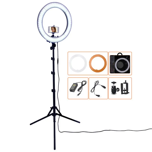 $US $75.99  FOSOTO 18 Inch 5500K Photographic Lighting Dimmable Camera Photo Studio Phone Ring Lamp Photography