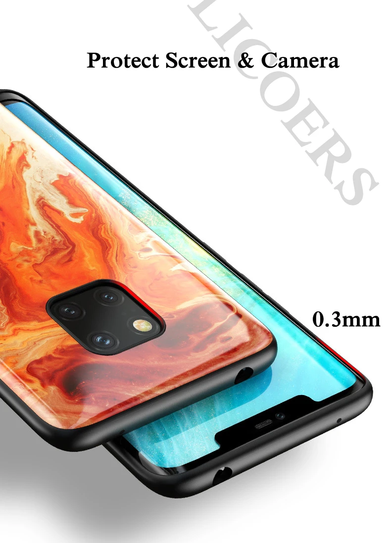 Для huawei mate 20 Pro mate 20 чехол 6D изогнутый закаленное Стекло Мраморный чехол для телефона huawei mate 20 Pro Чехол Funda
